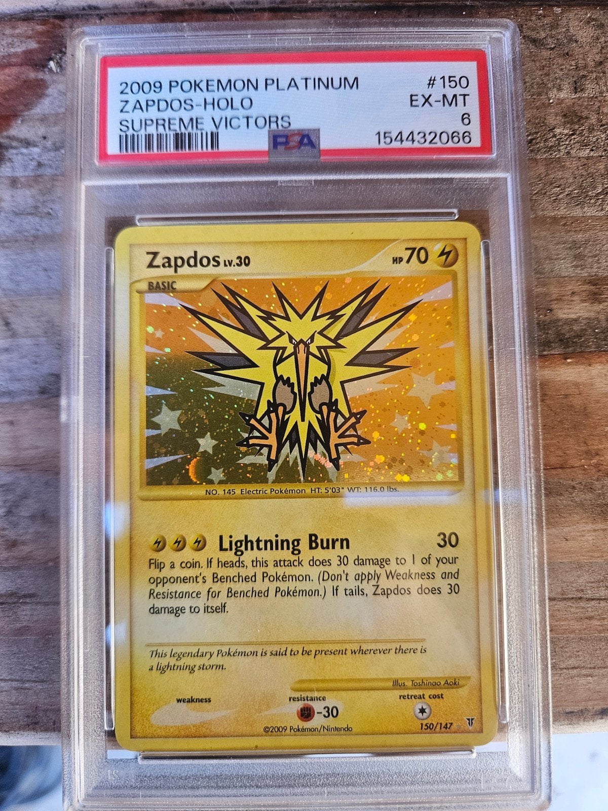 2009 Pokémon Platinum Zapdos Holo Supreme Victors PSA 6, Ophalen of Verzenden