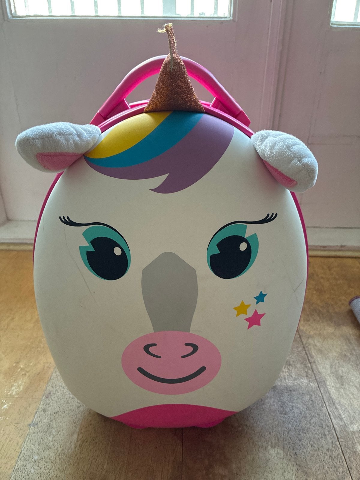 Unicorn kinderkoffer met wieltjes - Roze/Wit, Gebruikt, Hard kunststof, Minder dan 50 cm, Minder dan 35 cm
