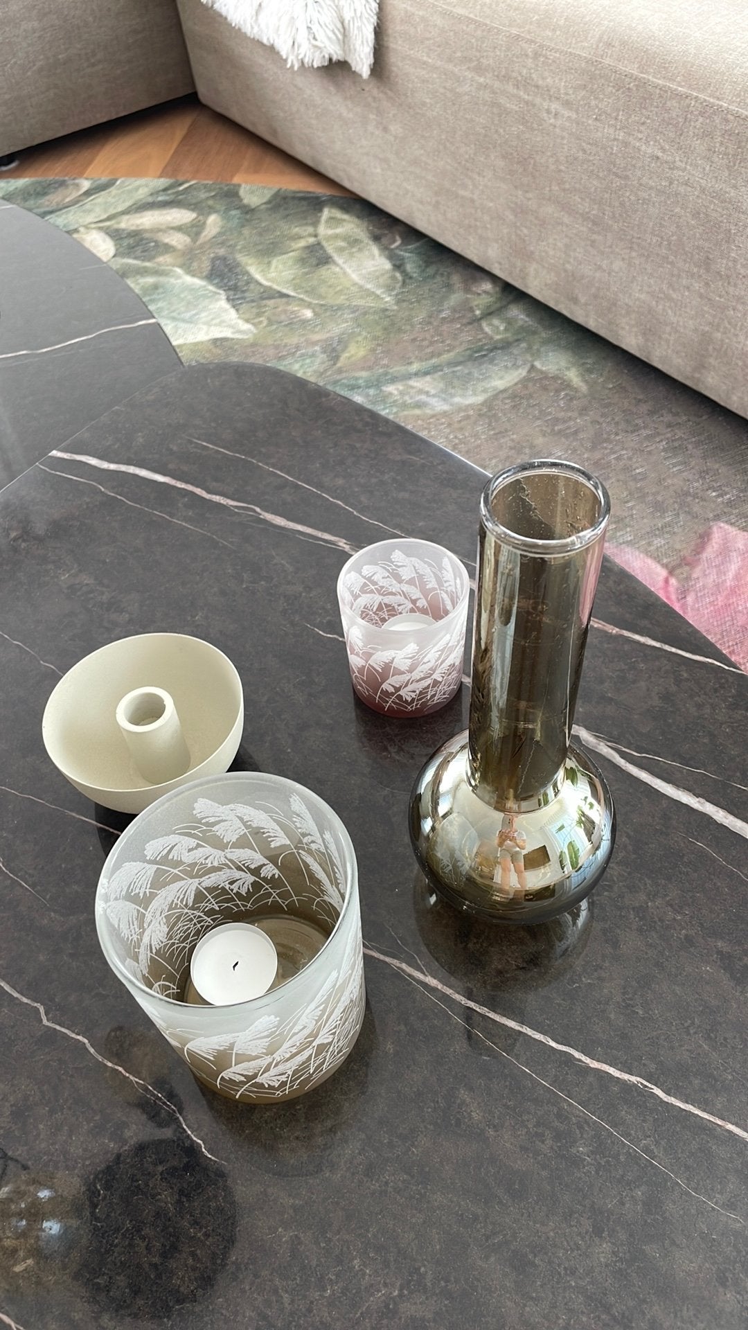 Set van 4 woonaccesoires, Ophalen, Zo goed als nieuw, Beige, Kaars