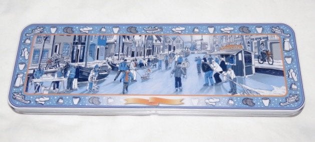 Vintage Verkade blik met Hollands tafereel, Ophalen of Verzenden, Nieuw, Koek(jes), Verkade