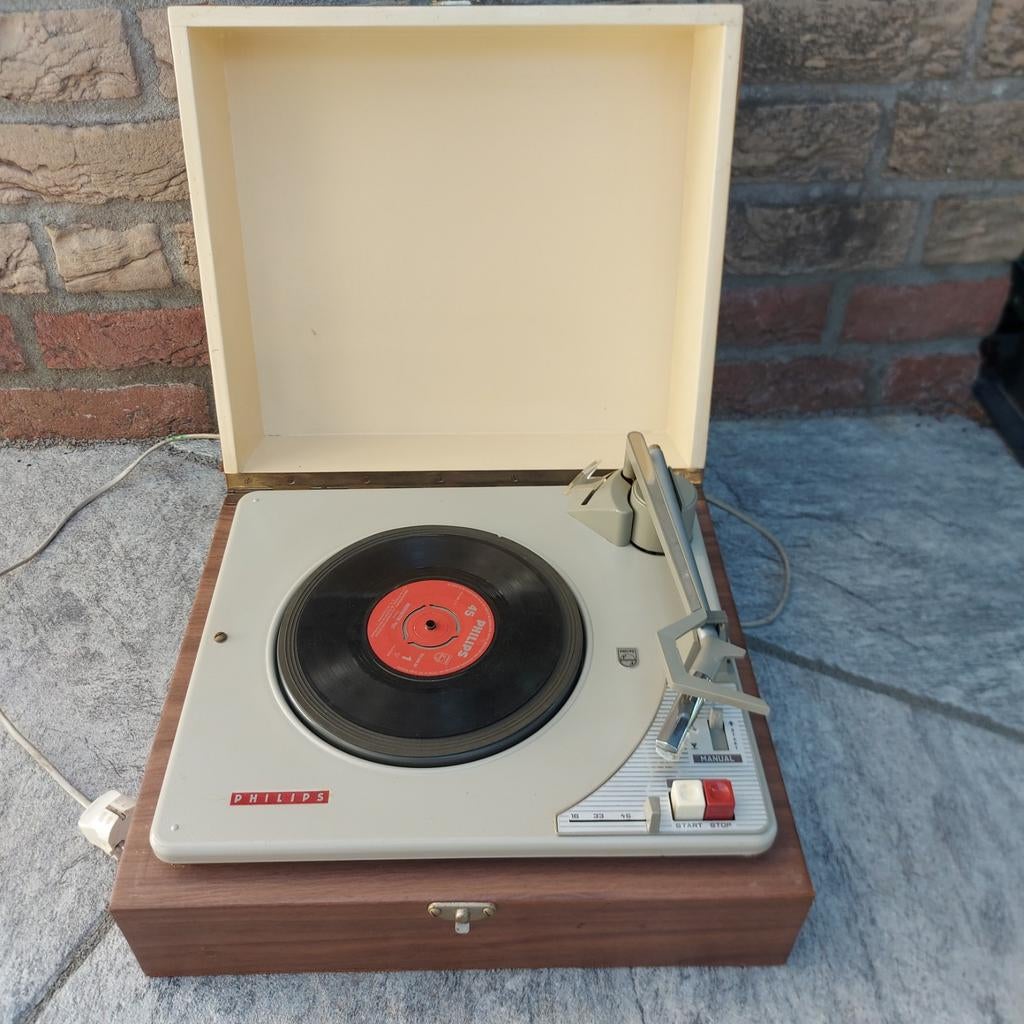 Vintage Philips Platenspeler - Draagbaar en Functioneel, Ophalen of Verzenden, Gebruikt, Platenspeler, Philips