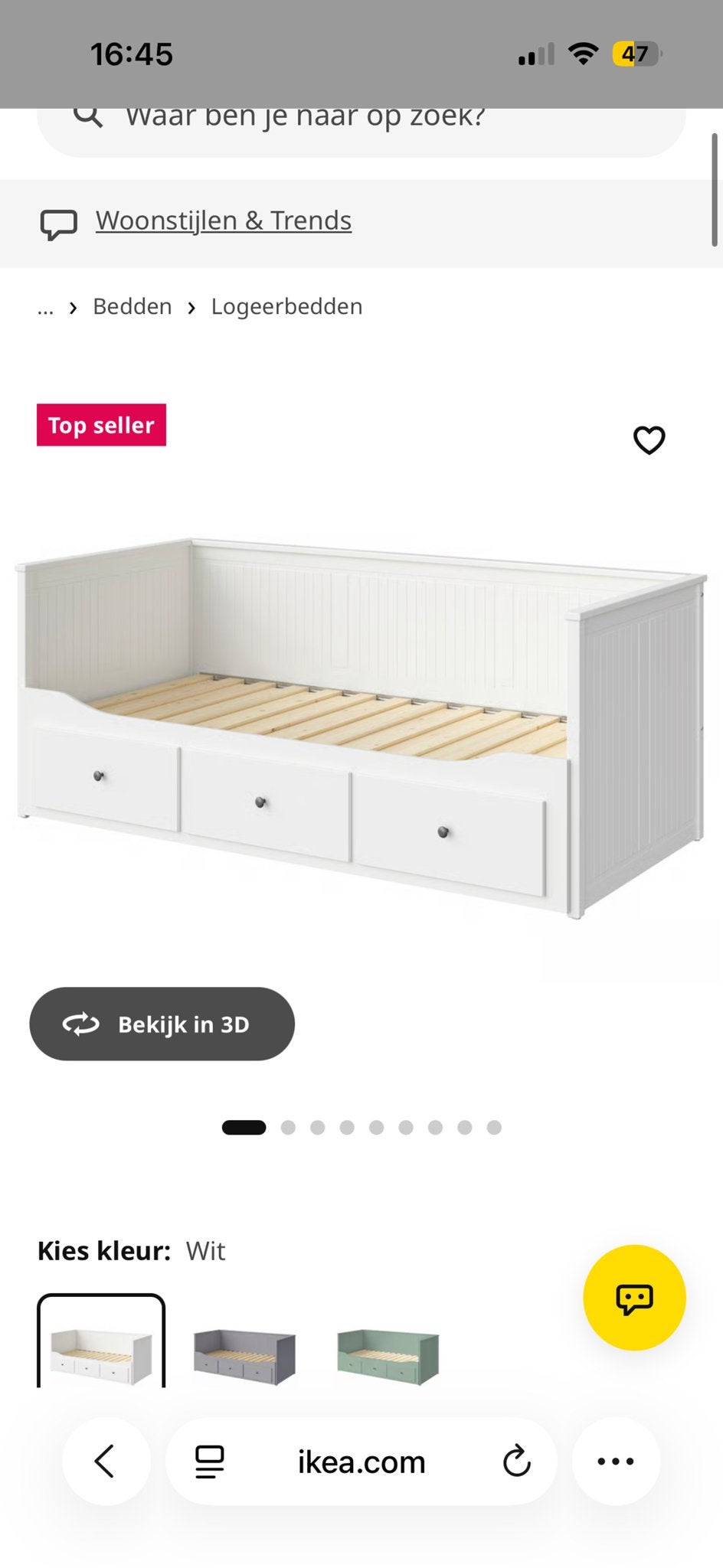 IKEA Hemnes Bedbank met Matras - Wit, Ophalen, Gebruikt, Eenpersoons, Wit