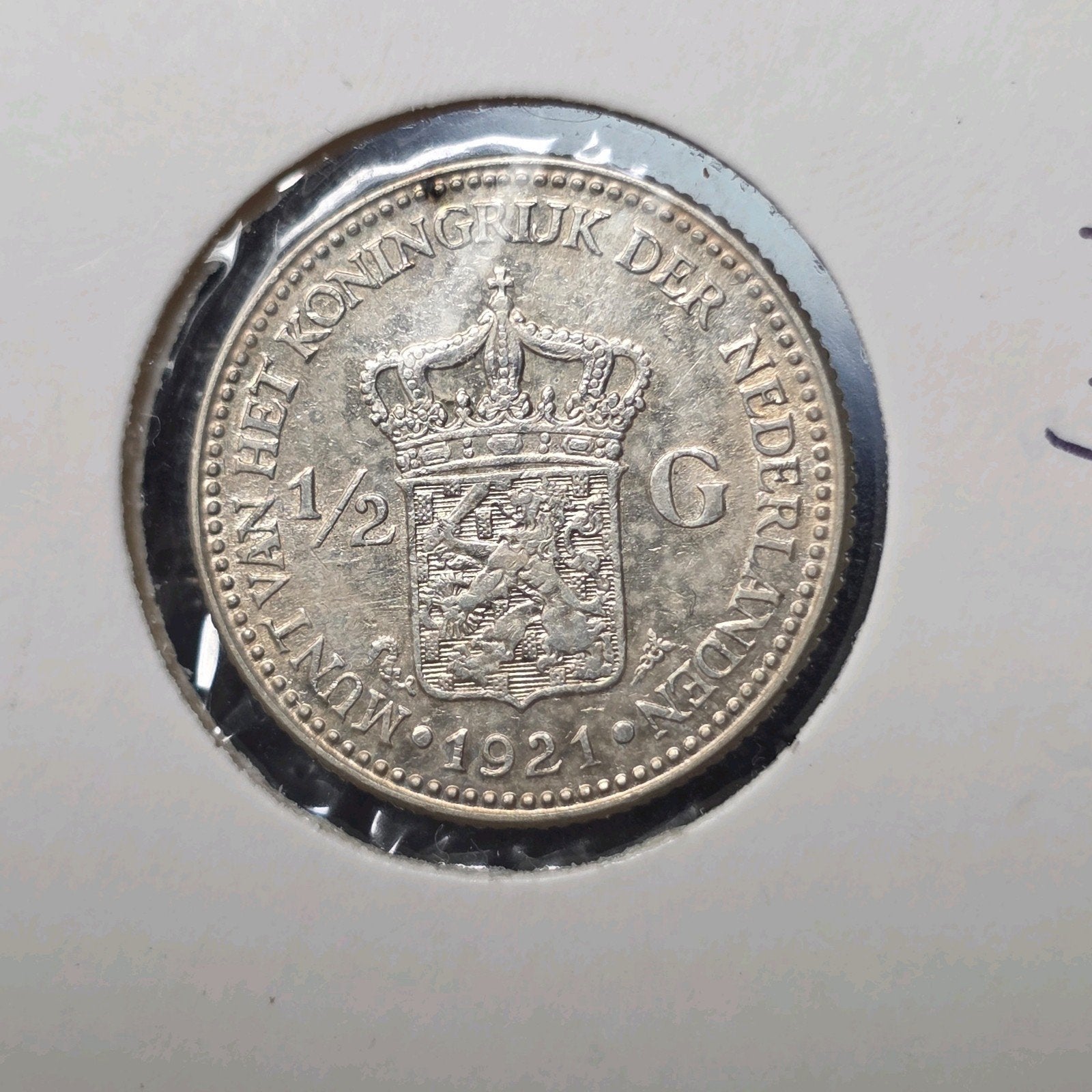 Halve gulden 1921 Nederland, Postzegels en Munten, ½ gulden, Verzenden, Zilver, Koningin Wilhelmina