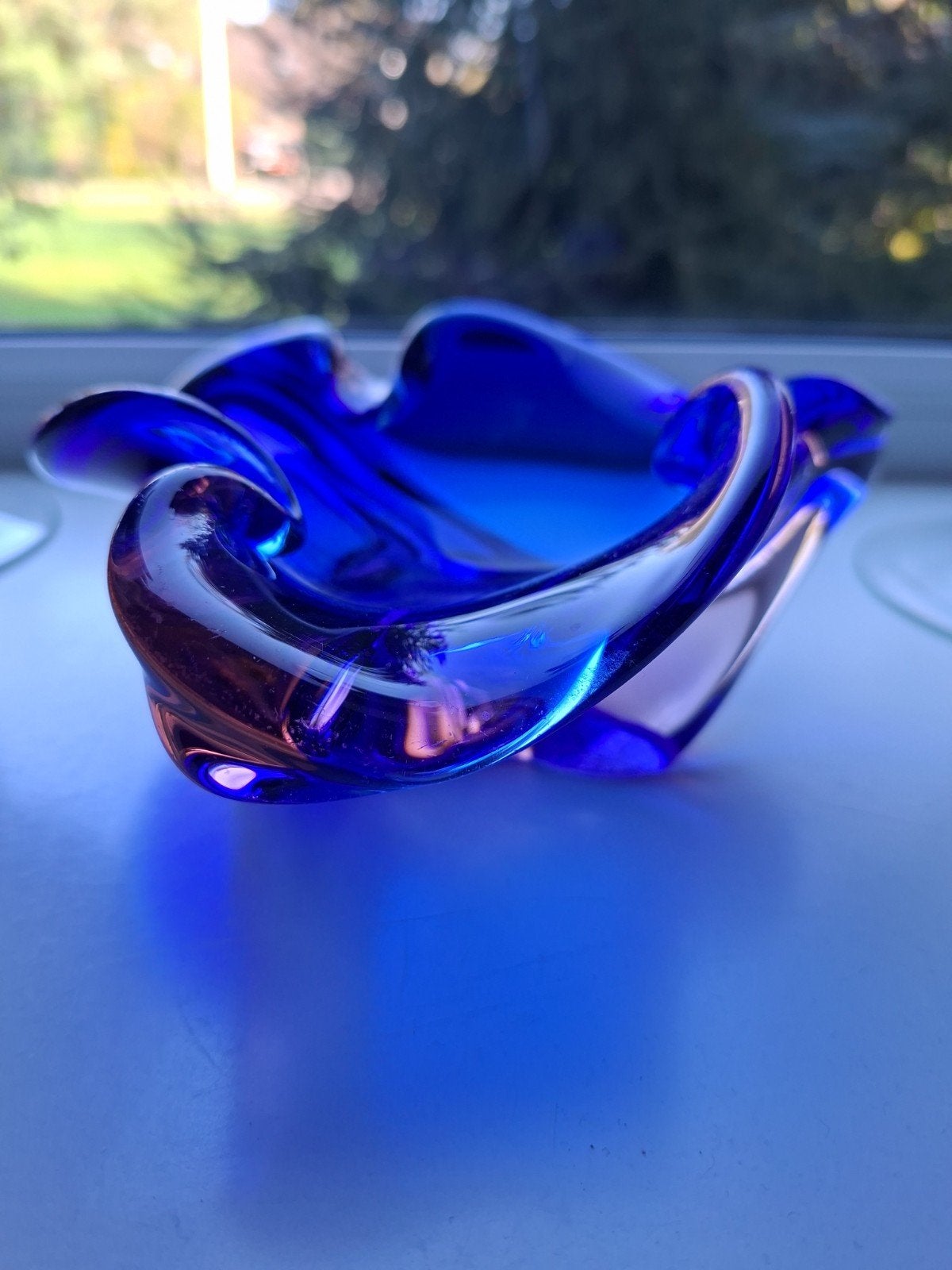 Vintage Kobaltblauw Glazen schaal - Decoratief, Ophalen of Verzenden