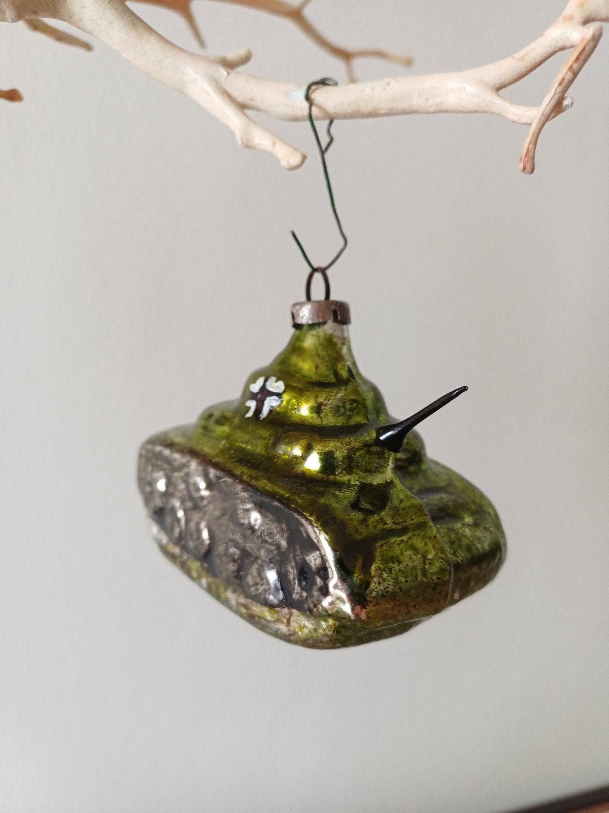 Vintage kerstbal van glas tank, Ophalen of Verzenden, Gebruikt