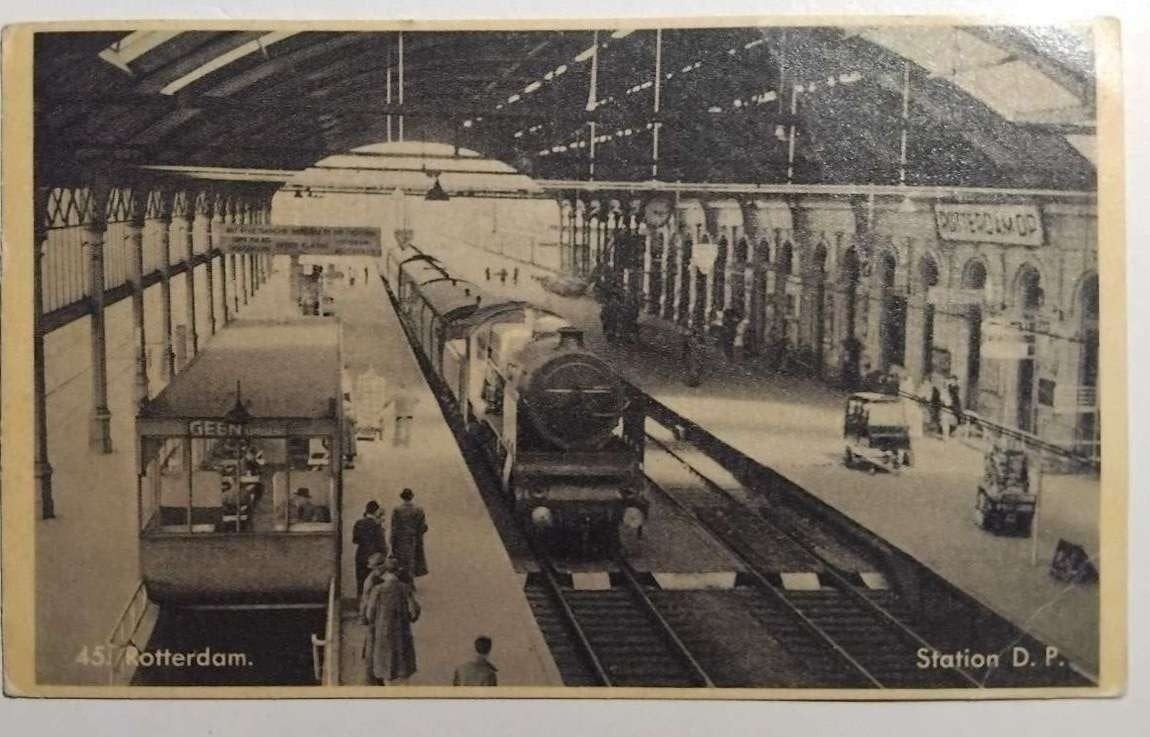 Oorlogskaart Rotterdam (1943), Station Delftsche Poort, Ophalen of Verzenden, 1940 tot 1960, Gelopen, Zuid-Holland