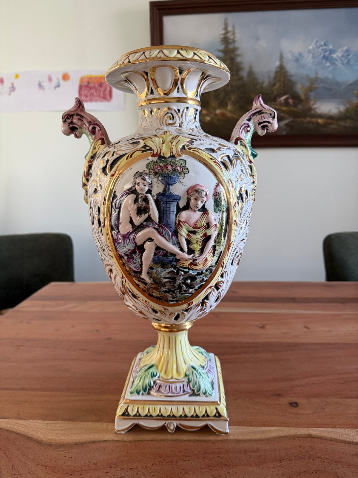 Prachtige Capodimonte vaas met klassieke decoraties, Ophalen of Verzenden