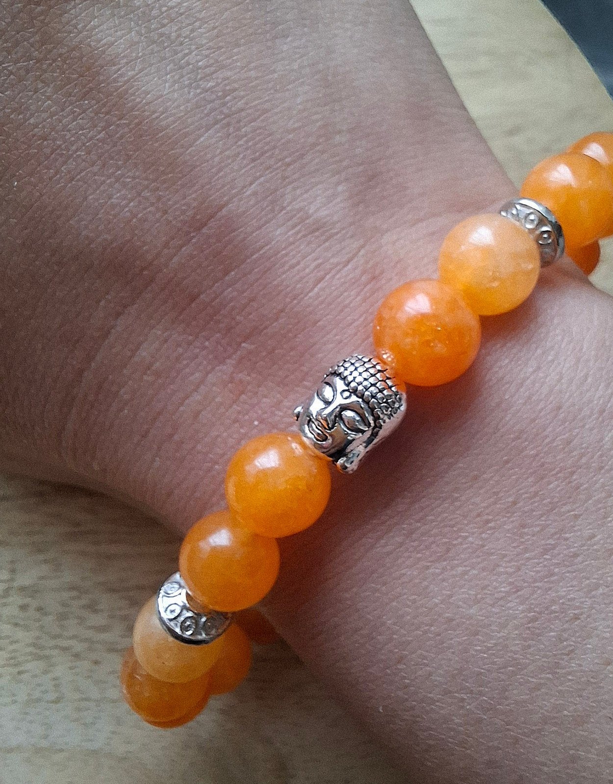 Armband buddha 8 mm natuursteen kralen oranje edelsteen, -, -, Nieuw, Ophalen of Verzenden