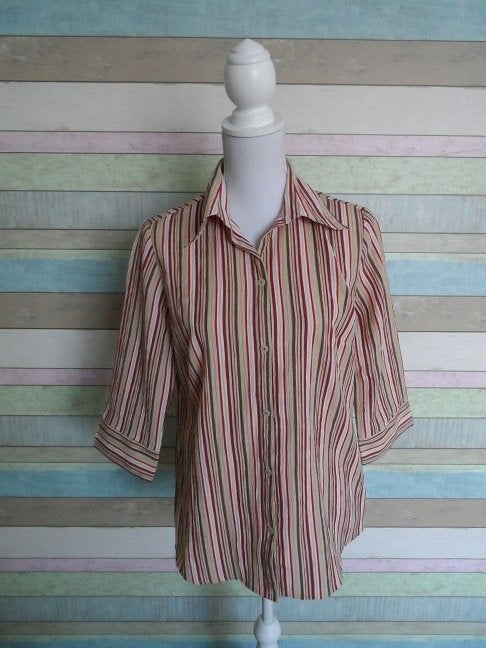 Blouse: Verticaal gestreepte blouse – Canda maat 40, Ophalen of Verzenden, Zo goed als nieuw, Maat 38/40 (M), Rood