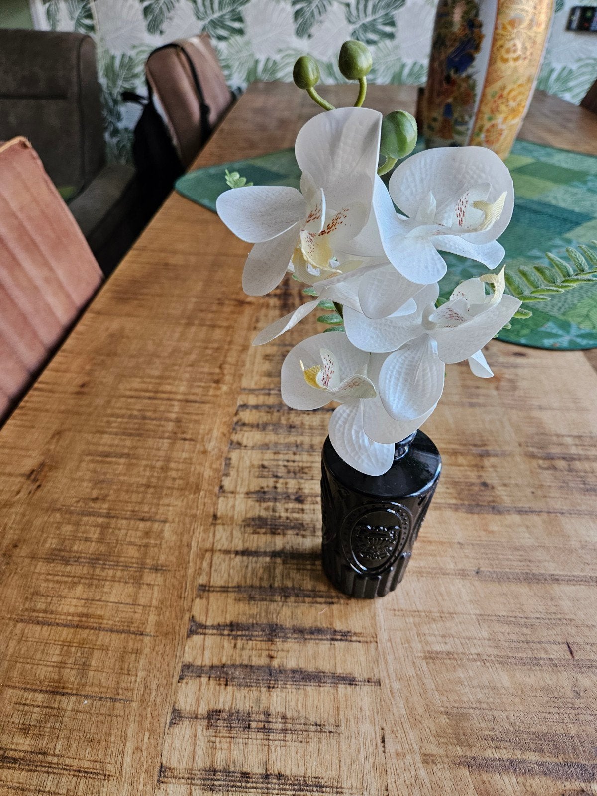 Set van 3 decoratieve vazen en schaal, Gebruikt, Ophalen of Verzenden, Glas, Meerkleurig