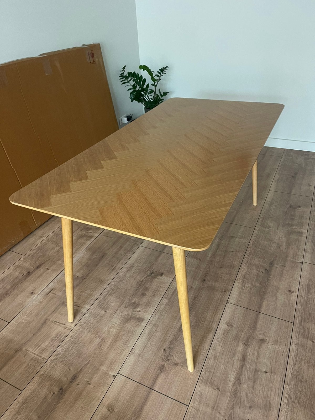 Eettafel eiken visgraat, Ophalen, Rechthoekig, 150 tot 200 cm, 50 tot 100 cm