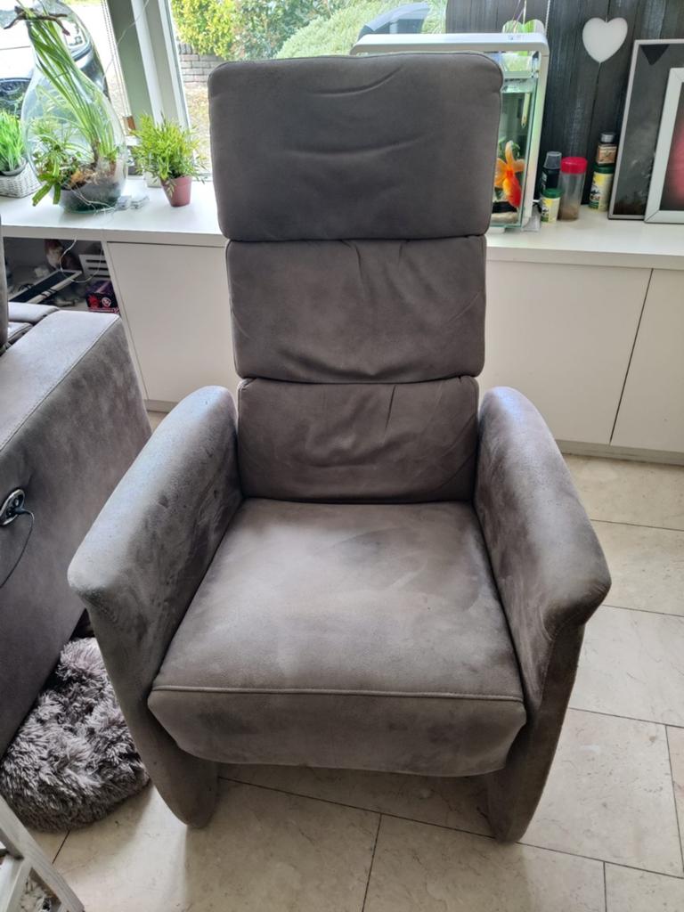 taup relax stoel verstelbaar, Huis en Inrichting, Fauteuils, Gebruikt, Stof, Overige materialen, 50 tot 75 cm, Ophalen