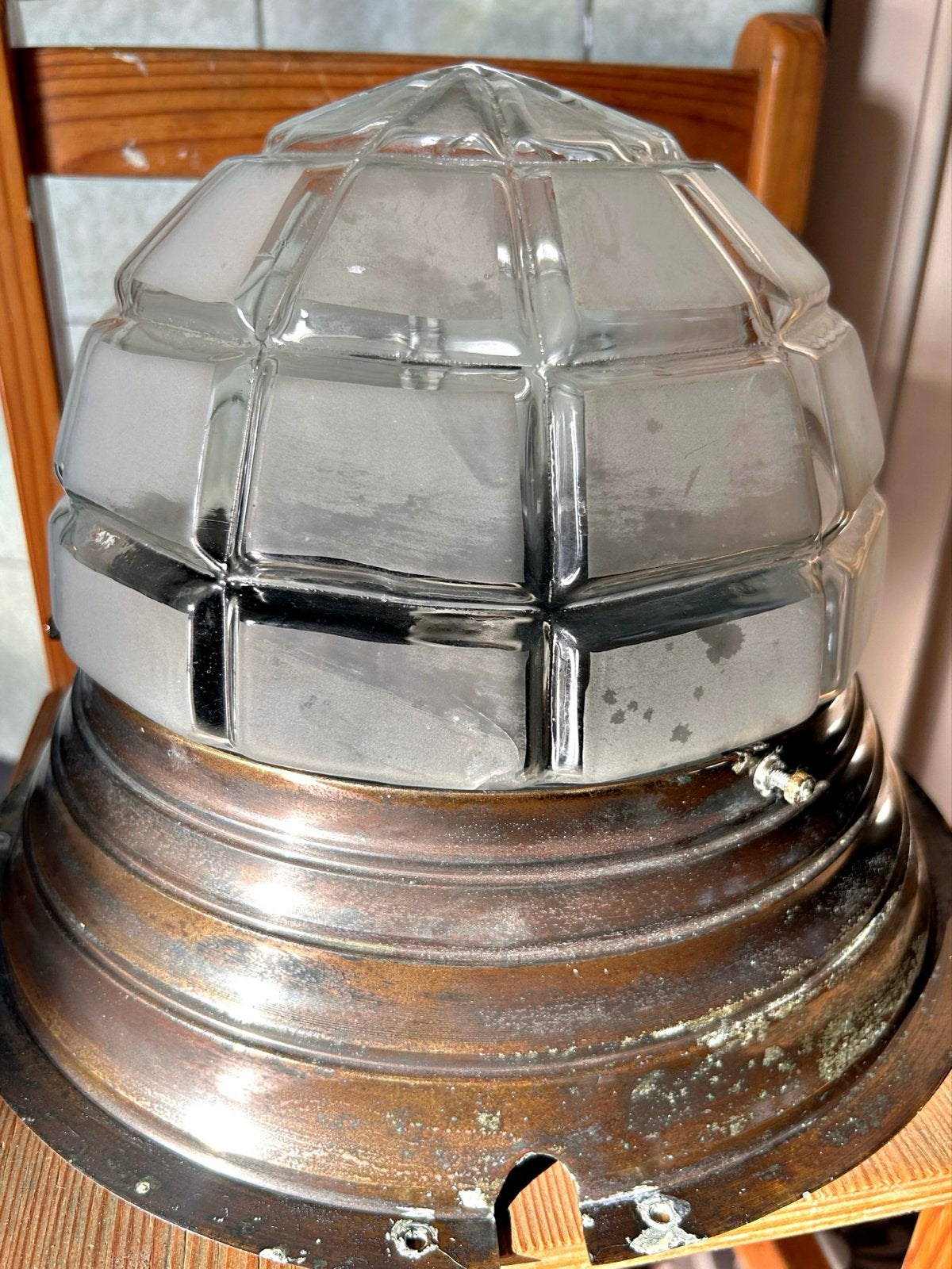 Bauhaus Art Deco Plafondlamp uit de jaren '20 met gebruikssp, Ophalen of Verzenden