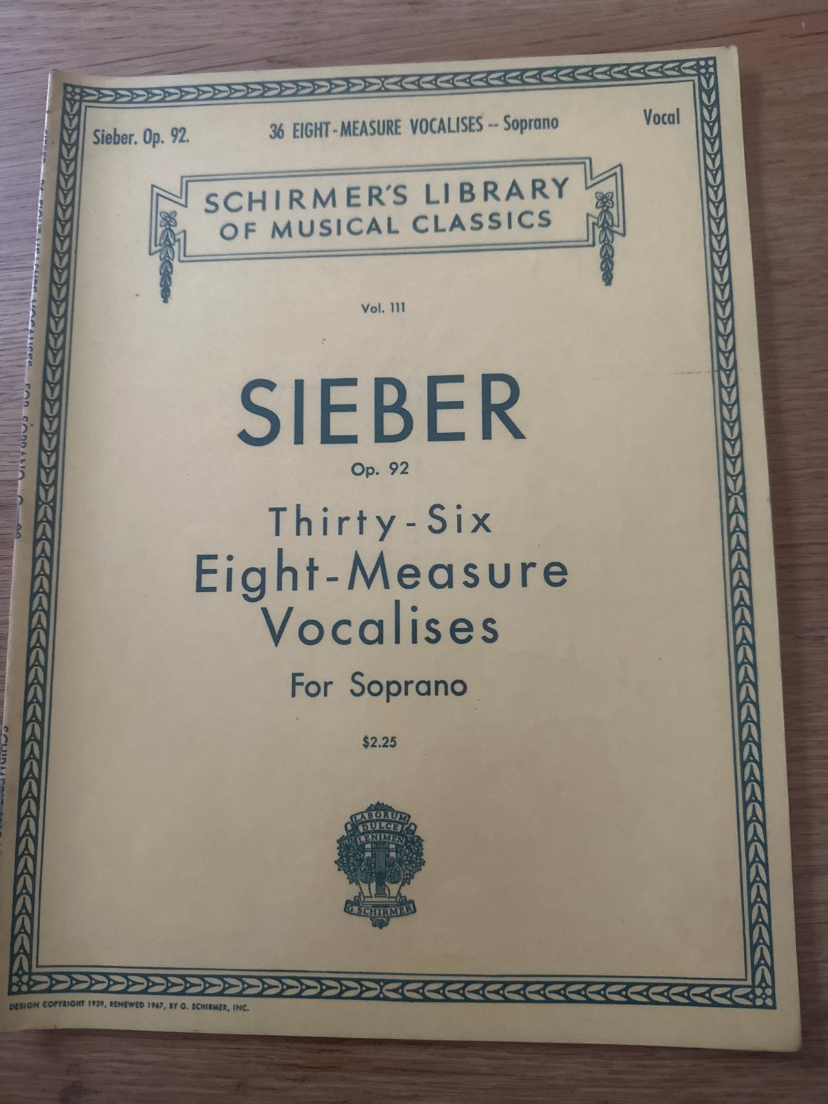 Sieber Op. 92: 36 Achtmaten Vocalises voor Sopraan, Gebruikt, Klassiek, Zang, Les of Cursus