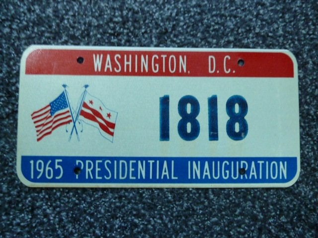 Kentekenplaat licenseplate Washington DC 1965 LBJ USA, Verzamelen, Verzenden, Gebruikt, Auto's