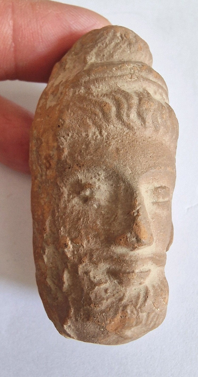 terracotta beeldje/ gezicht., Verzamelen, Ophalen of Verzenden
