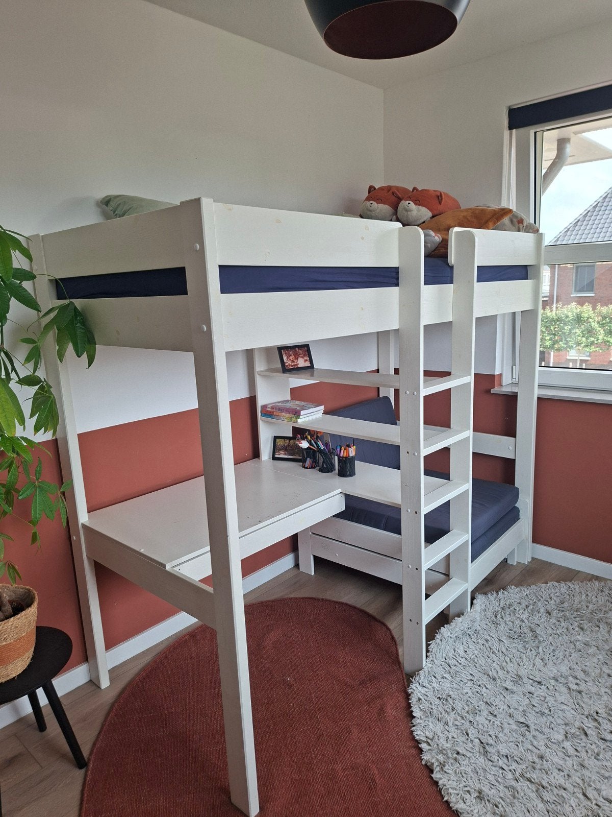 Hoogslaper met bureau &slaapbank - Ideaal voor kleine kamer, Ophalen, Hoogslaper, Eenpersoons, 210 cm