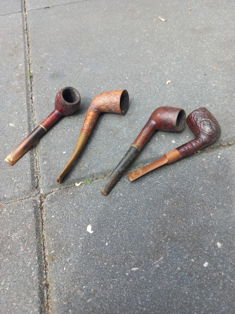 Set van 4 vintage tabakspijpen, Verzamelen, Verzenden, Gebruikt, (Water)pijp