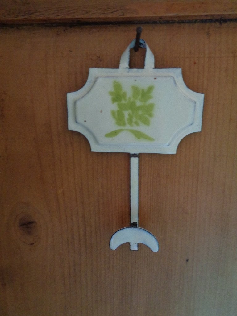~ Oud Emaille Kapstokje Wandhaakje, Wandkapstok, Overige materialen, Gebruikt, Ophalen of Verzenden