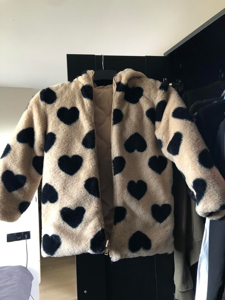 Zgan dubbelzijdig faux fur jas 146, Ophalen of Verzenden, Zo goed als nieuw, Meisje, Jas