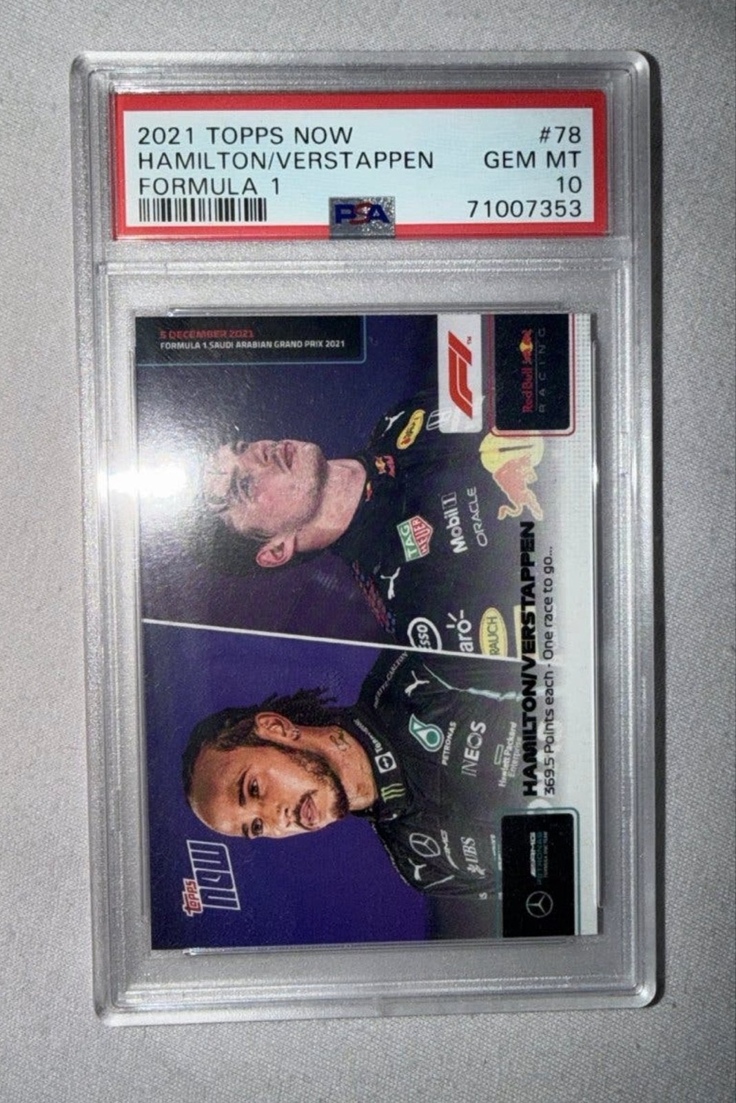 2021 Topps Now F1 Hamilton/Verstappen PSA 10, Ophalen of Verzenden, Zo goed als nieuw, Formule 1