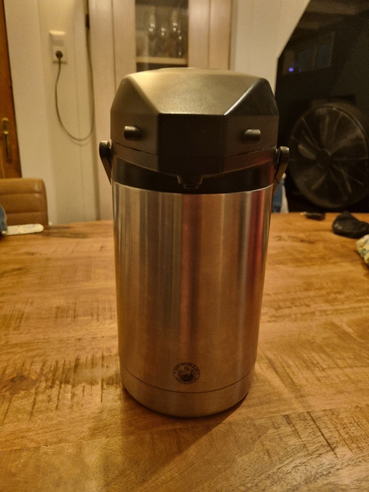 Alex Meijer & Co. RVS Thermoskan - 1,5L, Theepot/fluitketel, Gebruikt, Zilver, Ophalen of Verzenden