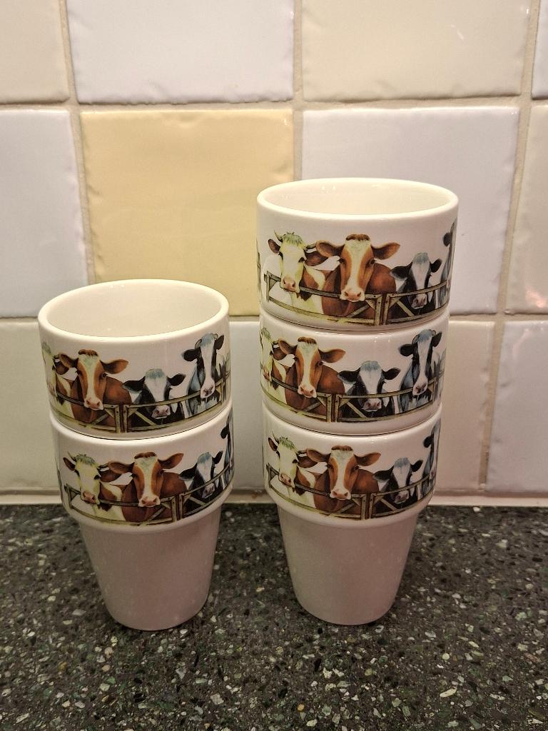 Jet ter Steege 'koeien' bekers, Huis en Inrichting, Ophalen of Verzenden, Zo goed als nieuw, Overige stijlen, Kop(pen) en/of Schotel(s)