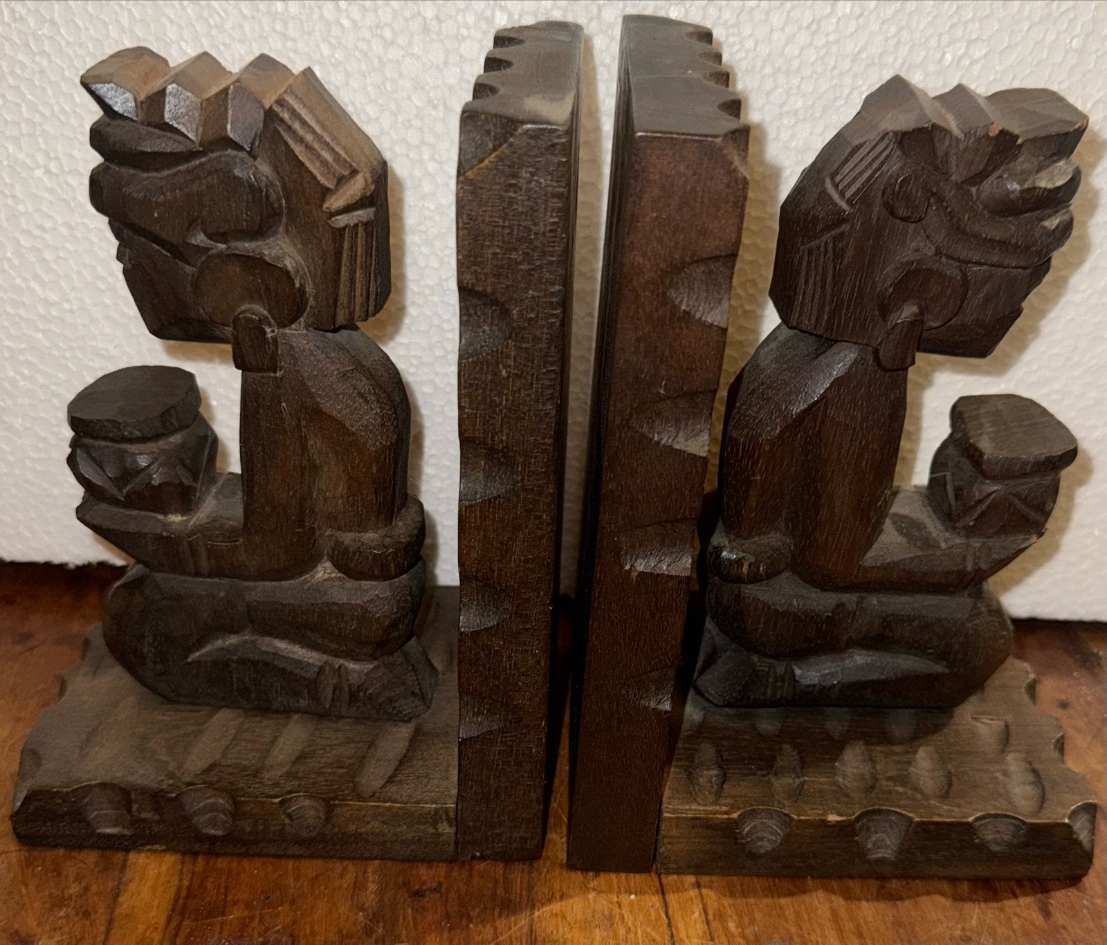 Unieke handgesneden houten boekensteunen - Afrikaanse stijl, Ophalen of Verzenden