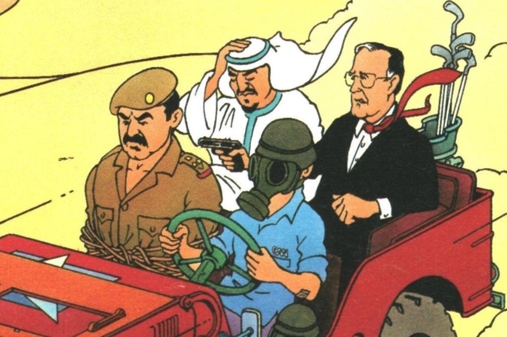 988361 Ansichtkaart het zwarte goud _ parodie Kuifje-album, Ophalen of Verzenden, 1980 tot heden, Ongelopen, Politiek en Historie