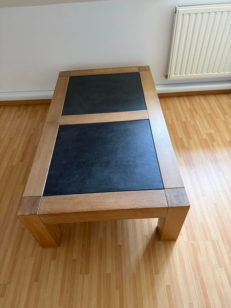 Salontafel eikenhout met hart steen inleg 140x80x40 cm, Huis en Inrichting, Ophalen, 100 tot 150 cm, Eikenhout, 50 tot 100 cm