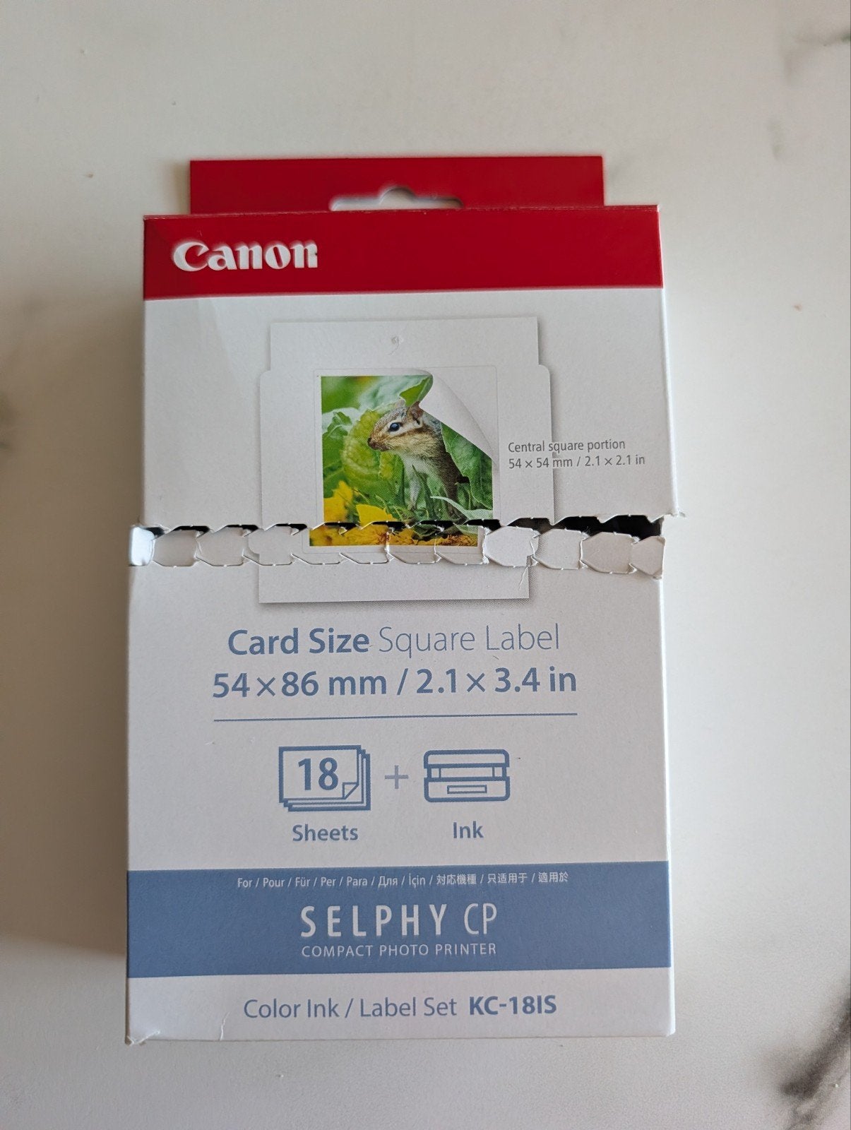 Canon SELPHY CP Kleureninkt/Label Set KC-18IS, Ophalen of Verzenden, Nieuw, Overige typen, Canon
