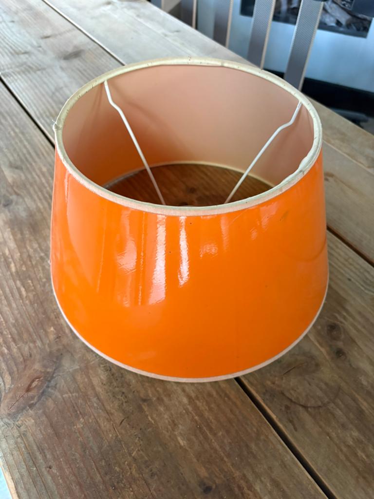 Retro oranje lampenkap / vintage stijl, Ophalen, Zo goed als nieuw, Rond