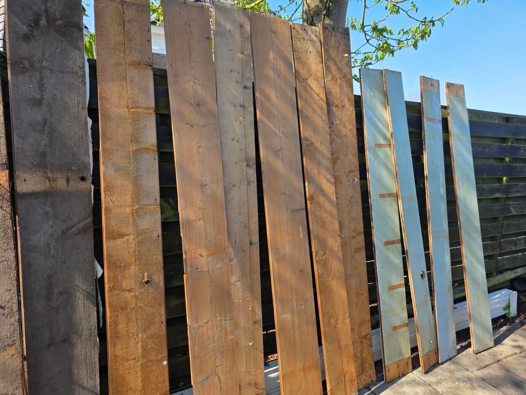 Oude houten vloer- en wandplanken, Doe-het-zelf en Verbouw, Hout en Planken, Gebruikt, 25 tot 50 mm, Ophalen of Verzenden, Plank