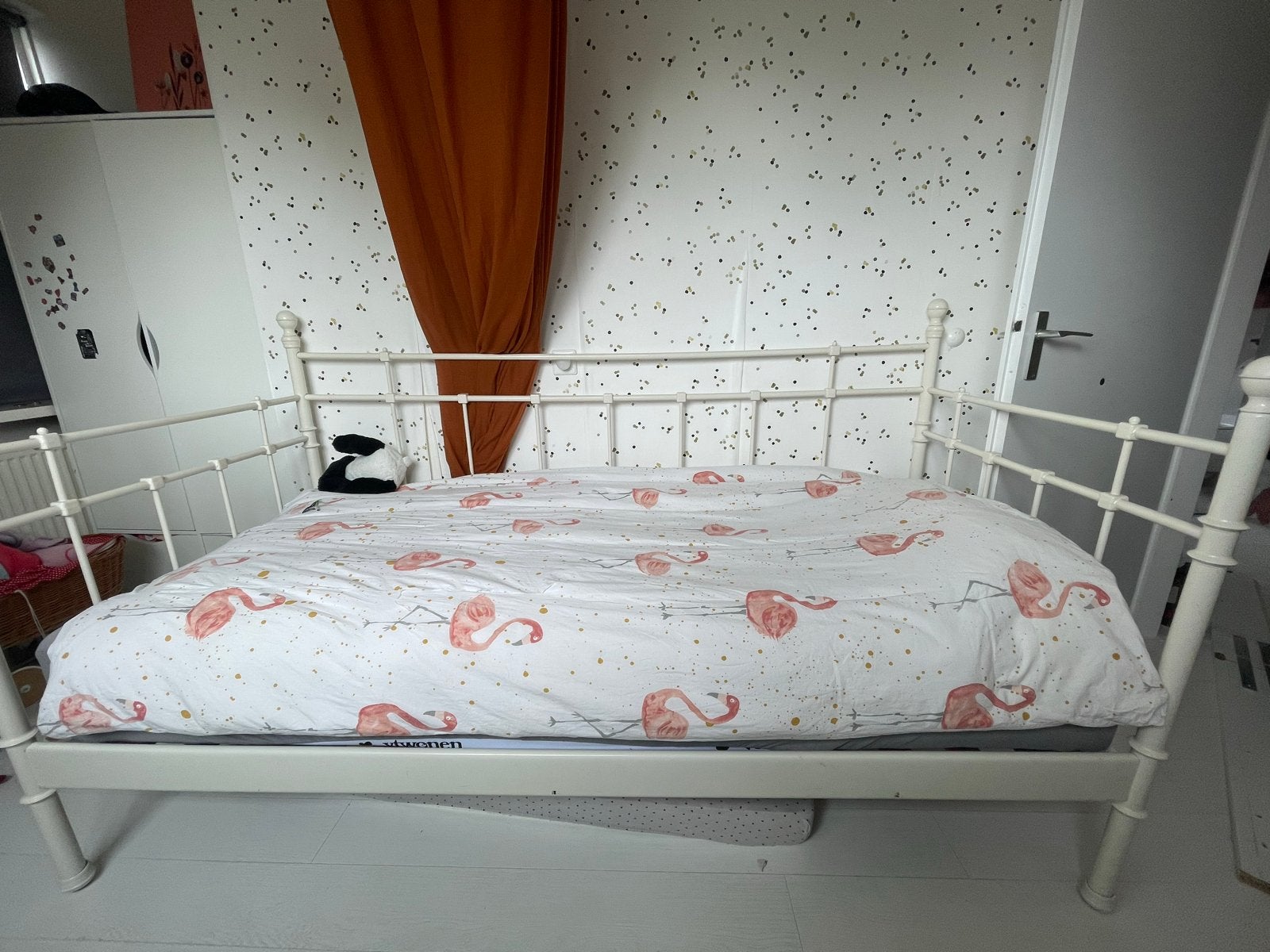 IKEA metalen bedframe (excl. lattenbodem), Huis en Inrichting, Slaapkamer | Bedden, Ophalen, Gebruikt, 90 cm, Eenpersoons