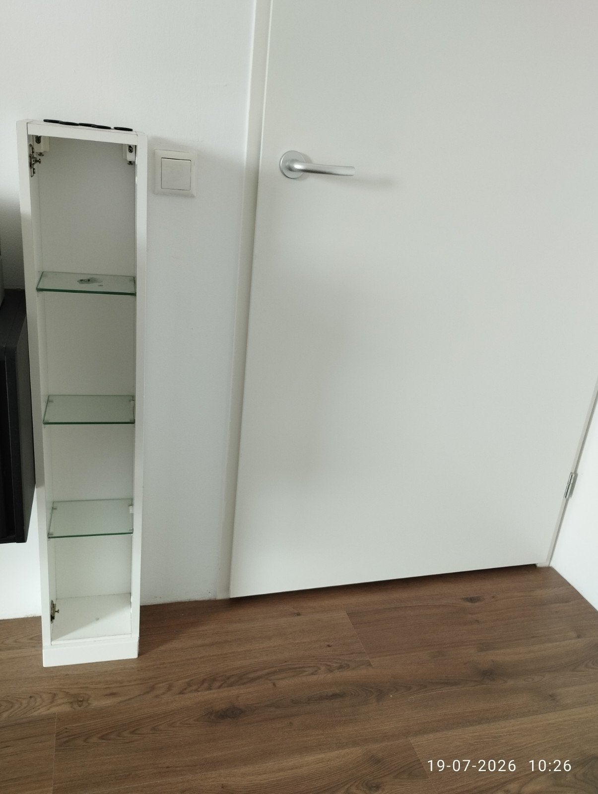 Wit kastje met glazen plaatjes, Huis en Inrichting, Kasten | Overige, Ophalen of Verzenden