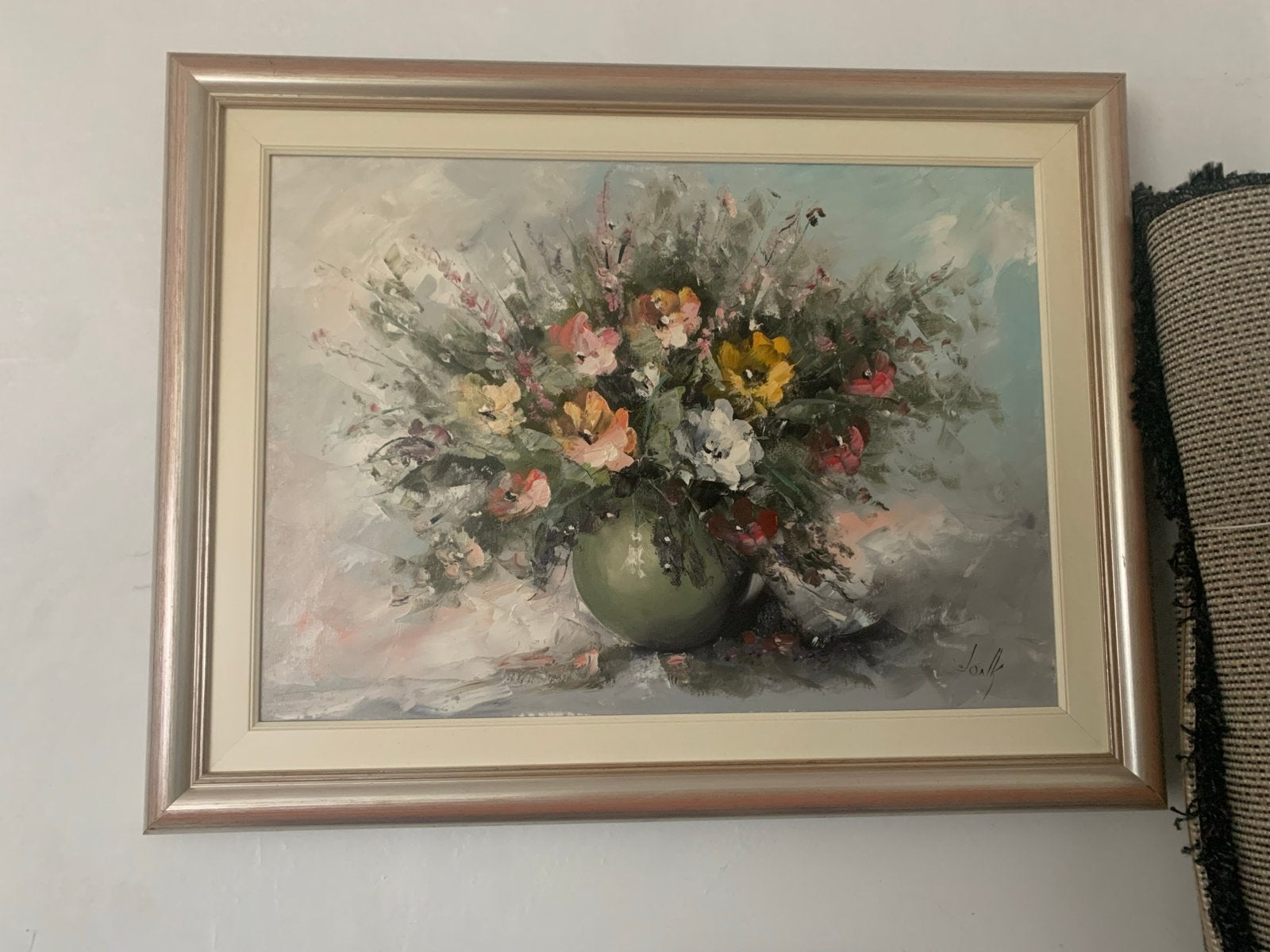 Schilderij: Levendig Bloemenstilleven in Vaas, Gesigneerd, Antiek en Kunst, Ophalen, Bloemen, Textiel, Gesigneerd