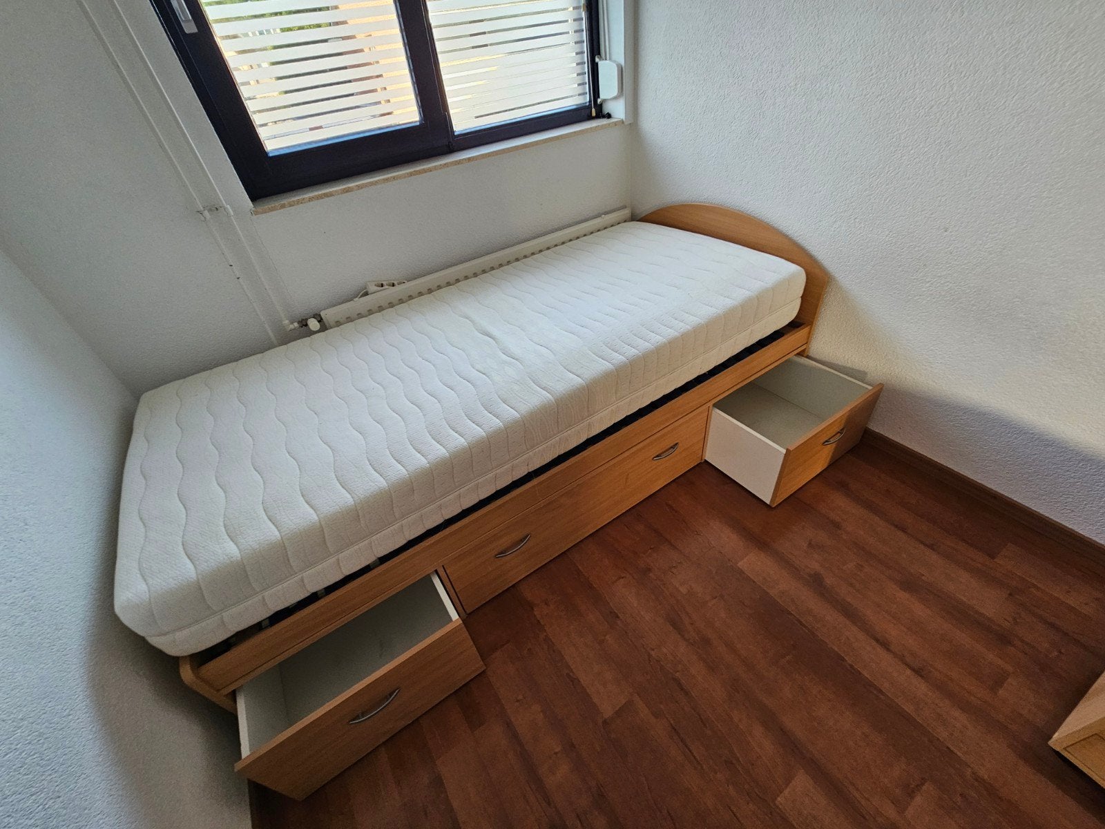 1 persoonsbed met 3 lades, Ophalen, Gebruikt, 90 cm, Eenpersoons