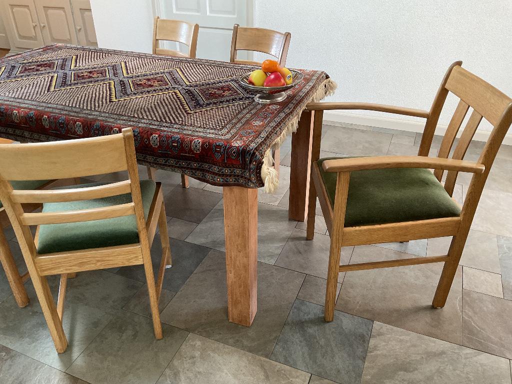 Vintage eetkamer stoelen, Huis en Inrichting, Ophalen, Gebruikt, Bruin, Jaren 50