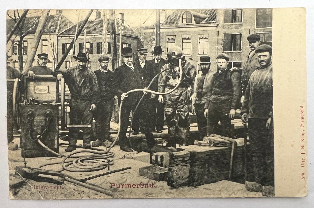 Oude Ansichtkaart - Sluiswerken Purmerend (begin 1900), Ophalen of Verzenden, Voor 1920, Gelopen, Noord-Holland