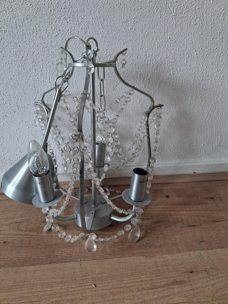 IKEA Kristaller Kroonluchter - Zilver met Kristallen, Huis en Inrichting, Ophalen, Gebruikt, Glas, Klassiek, Modern, Romantisch