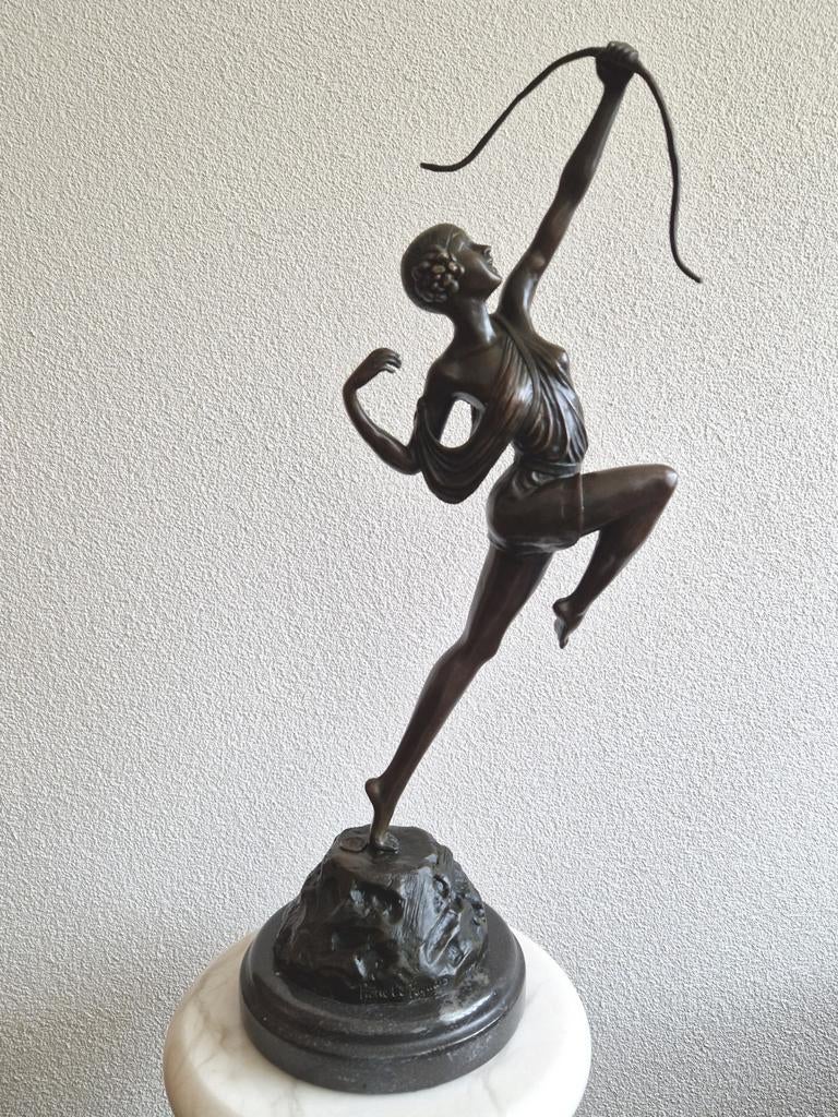 Bronzen Art Deco sculptuur Diana, Pierre Le Faguays., Ophalen of Verzenden