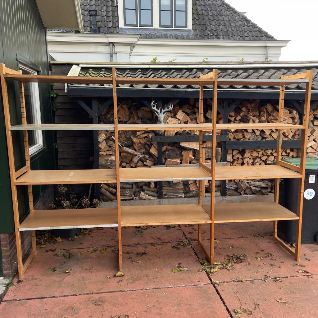 Bruynzeel Archos Stellingkast Houten Stelling 302x60x212cm, Ophalen, Bruynzeel, Bruynzeel, Zo goed als nieuw