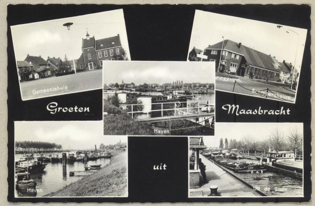 Maasbracht - Gemeentehuis/Schippersbeurs/Haven/Sluis, Verzenden, 1940 tot 1960, Gelopen, Limburg