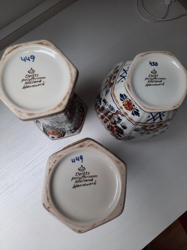 Delfts Polychroom Handwerk Vazen Set, Ophalen