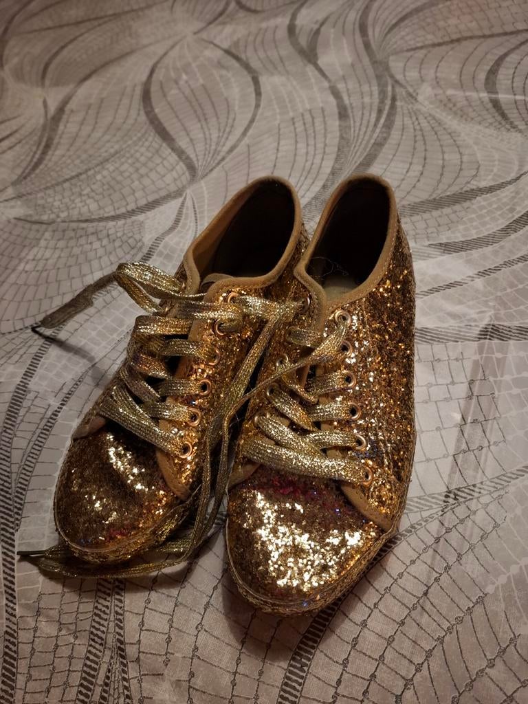 Gouden glitter schoenen, Ophalen, Zo goed als nieuw, Maat 36 (S), Carnaval