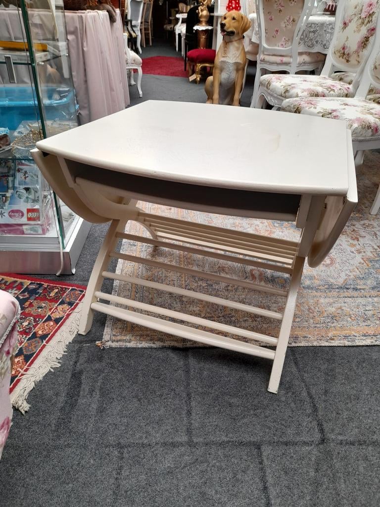 Witte salon hangoor of bijzet tafeltje, Ophalen of Verzenden, Zo goed als nieuw, 75 cm of meer, 60 cm of meer