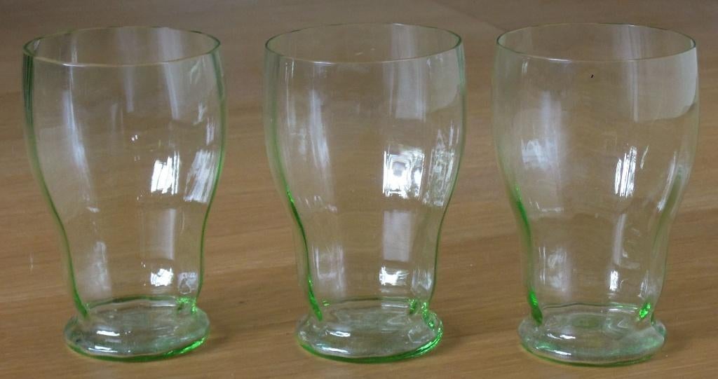 Nr G173: 3 Fraaie kristallen lichtgroene limonadeglazen, Ophalen of Verzenden