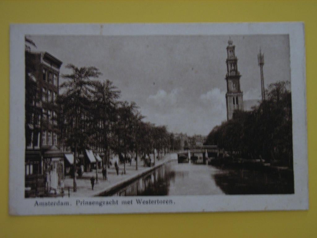Ansichtkaart amsterdam, prinsengracht met Westertoren, Ophalen of Verzenden, 1940 tot 1960, Ongelopen, Noord-Holland