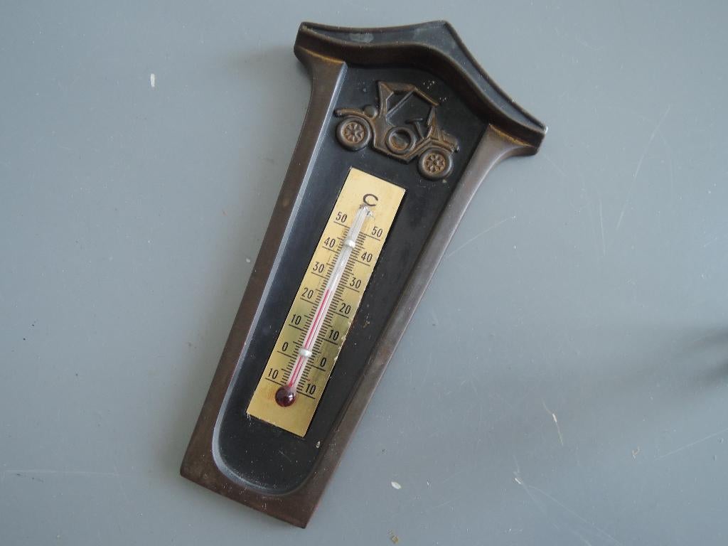 Ouderwetse thermometer op koper, Ophalen of Verzenden, Zo goed als nieuw, Binnenthermometer