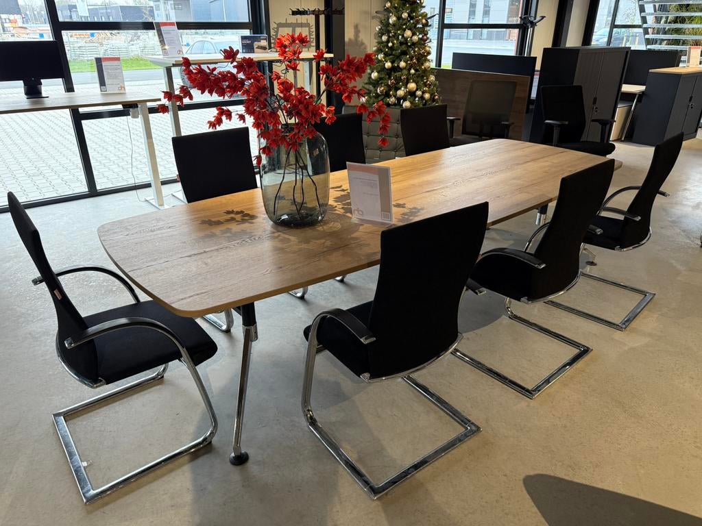 Vergadertafel luxe tafel met Ahrend slede vergaderstoelen, 100 tot 150 cm, Ophalen of Verzenden, Vijf personen of meer, Ovaal